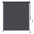 Amagenix Outdoor Roller Shades 10'(W) X 8'(H), Exterior Cordless Patio Shades Roll Up Outdoor Blinds with Spliced Poles Design, 90% UV Protection for Porch Gazebo Pergola, Grey