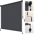 Artpuch Outdoor Roller Shade 8' W x 6' H, Mocha Exterior Cordless Patio Shades Roll Up Blinds with Spliced Pole Design, (2 Poles, One-Piece Fabric)