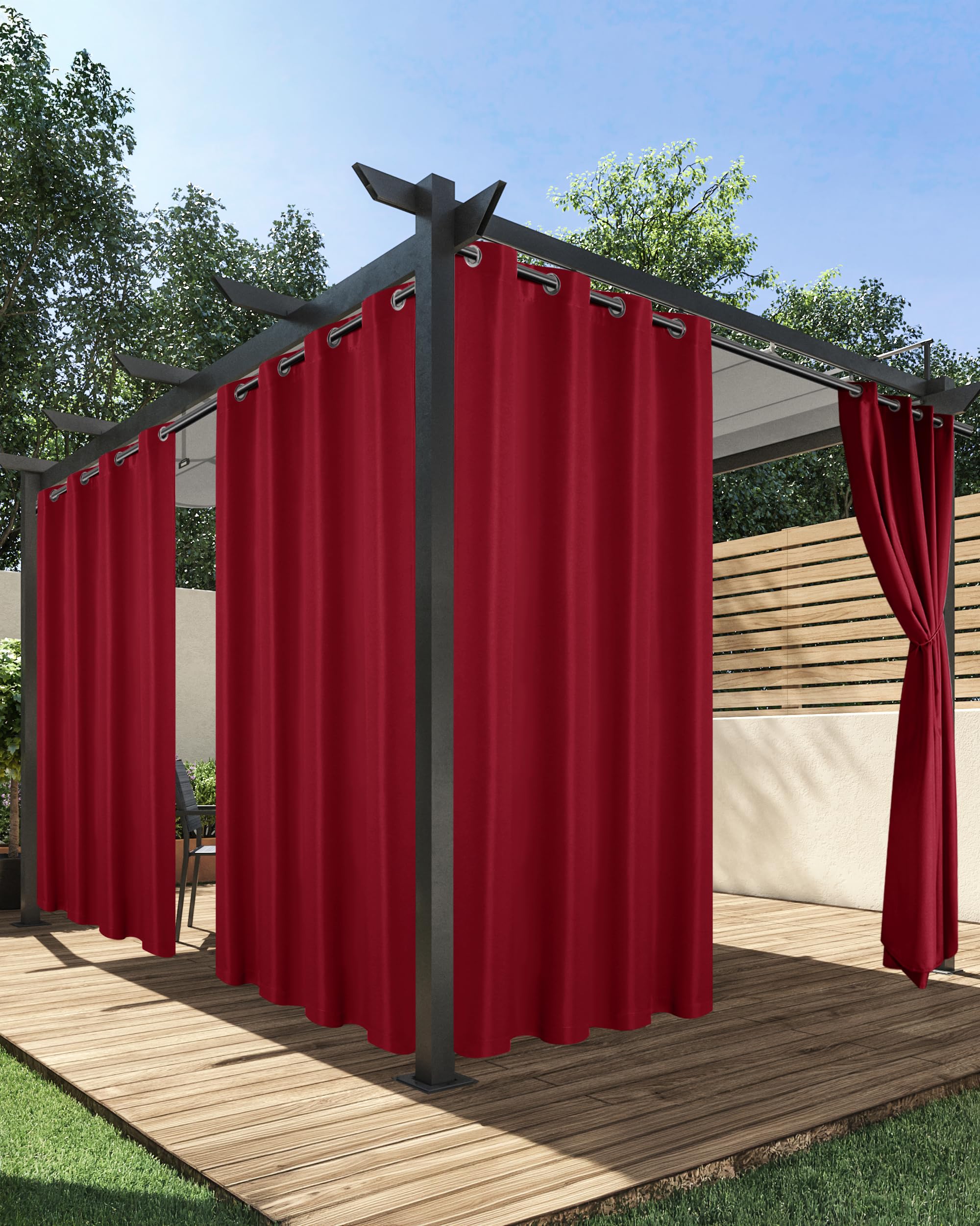 HolidayIdeas Outdoor Curtains for Patio Waterproof, 4 Panels - 54 x 108 Inch - Privacy Protection & Light Filtering Curtains Navy Grommet Outside Curtains for Porch, Gazebo, Pergola, Backyard